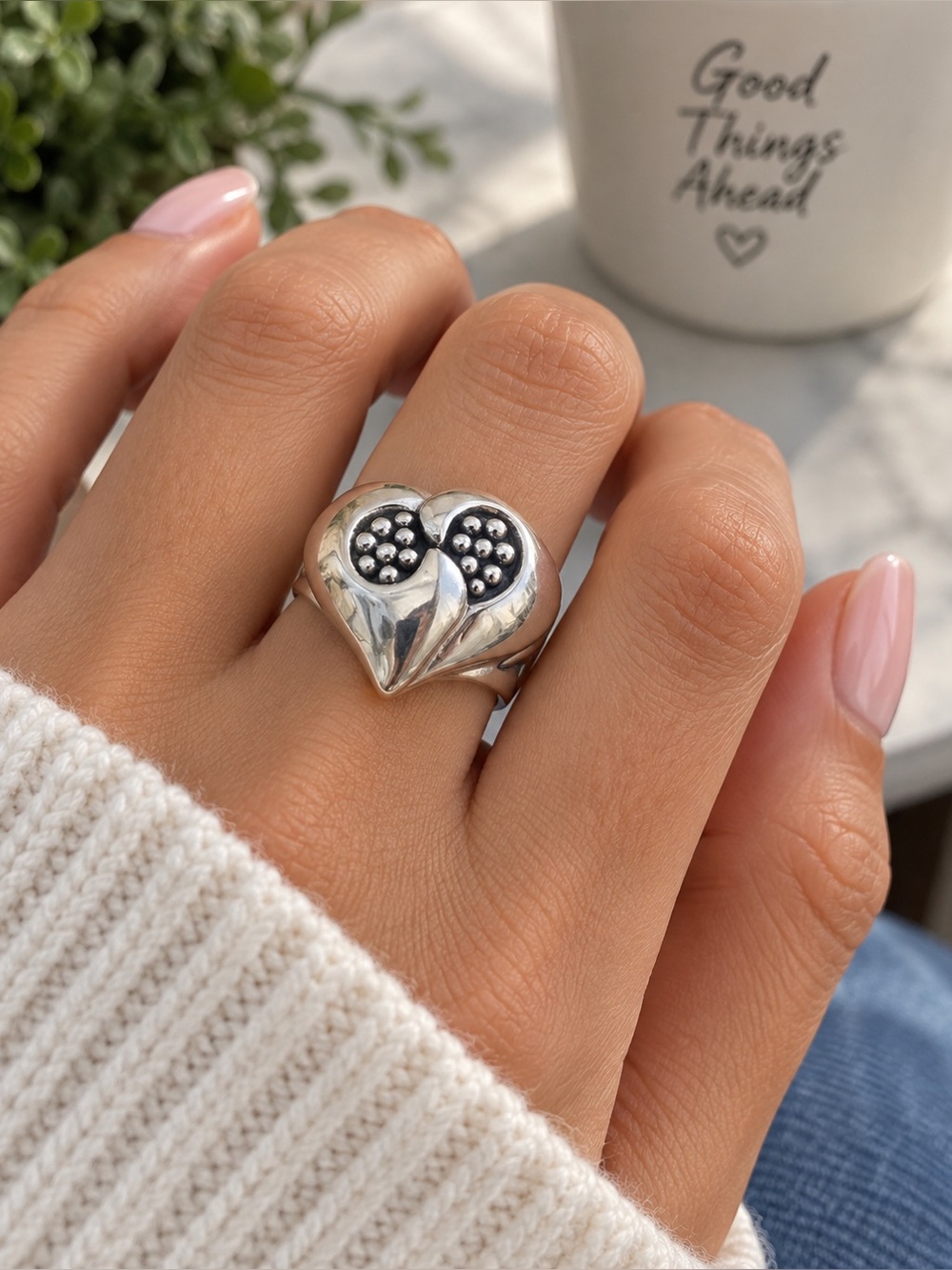 Sterling Silver Heart ring solid 925